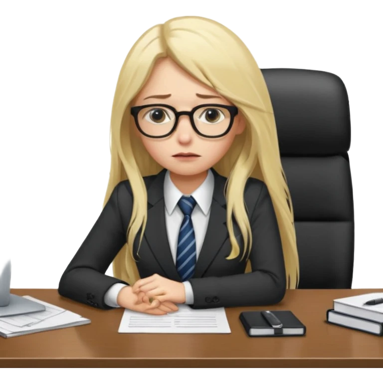 tired blond woman with long hair. she should look like she works in the ffcie  emoji