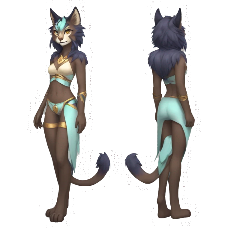 Anthro Sona Lynx-Fakémon Full Body emoji