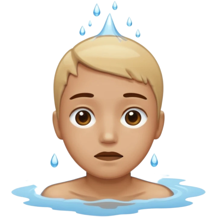 Tête qui se noit dans l’eau avec l’eau à la moitié du visage  emoji