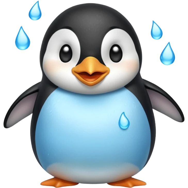 laughing penguin with tears while laughing coming out of eyes and going side ways emoji