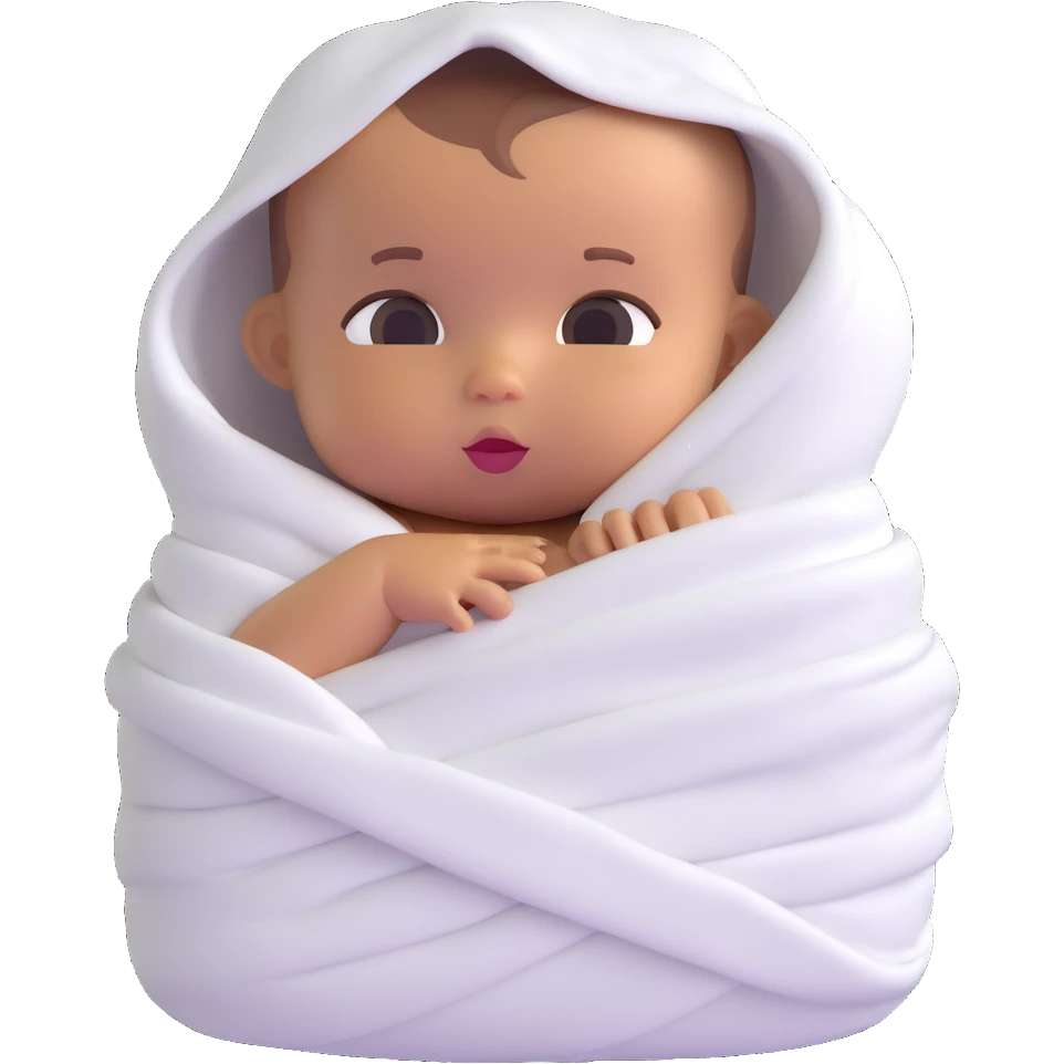 tanned baby swaddled in a white blanket emoji