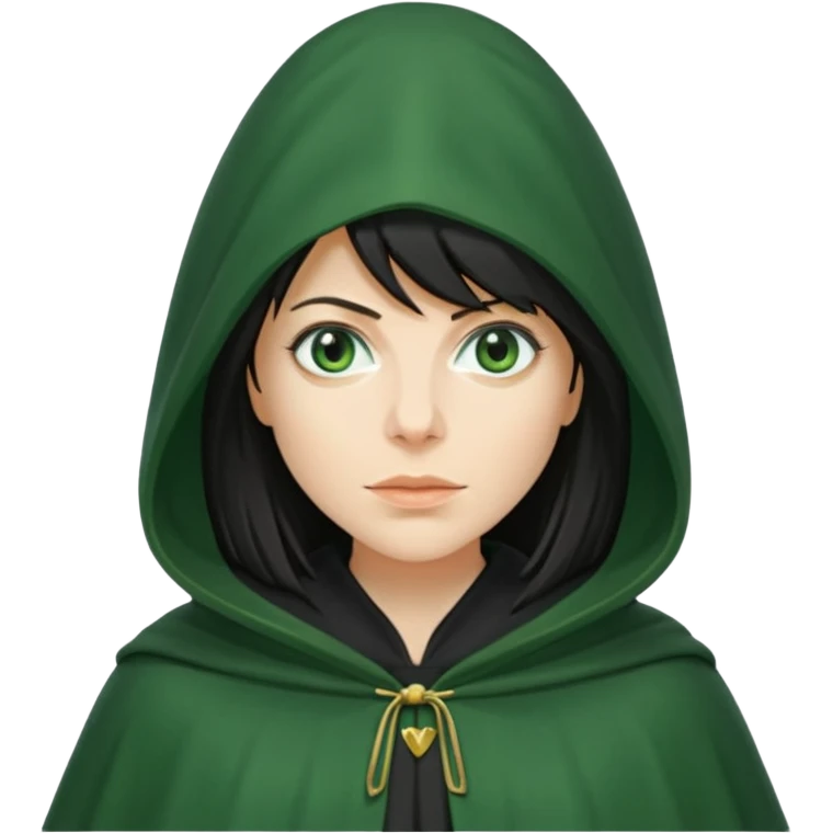 claudia winkleman as a traitor with a green cloak emoji