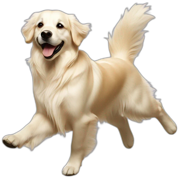 white golden retriever dancing emoji