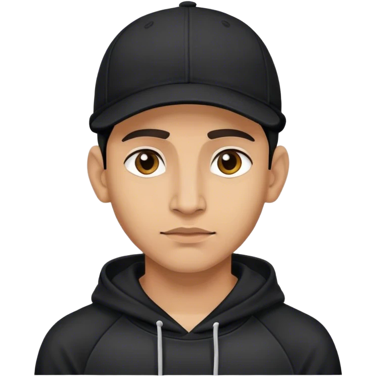 lightskin indian guy wearing a black hooding and a black baseball cap  emoji