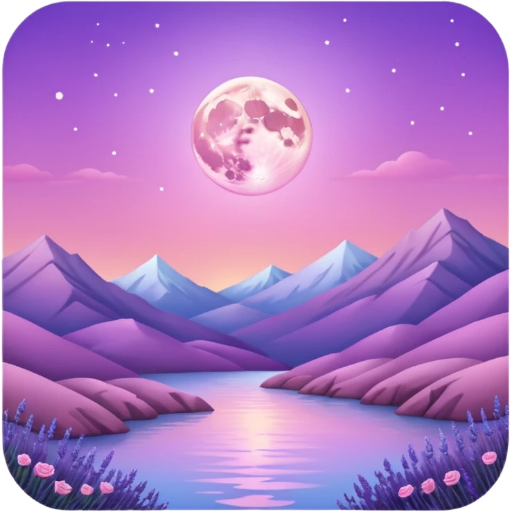Shiny pastel rose-pink-lavender-violent-gradient moon sunset aesthetic realistic real life scenery landscape emoji