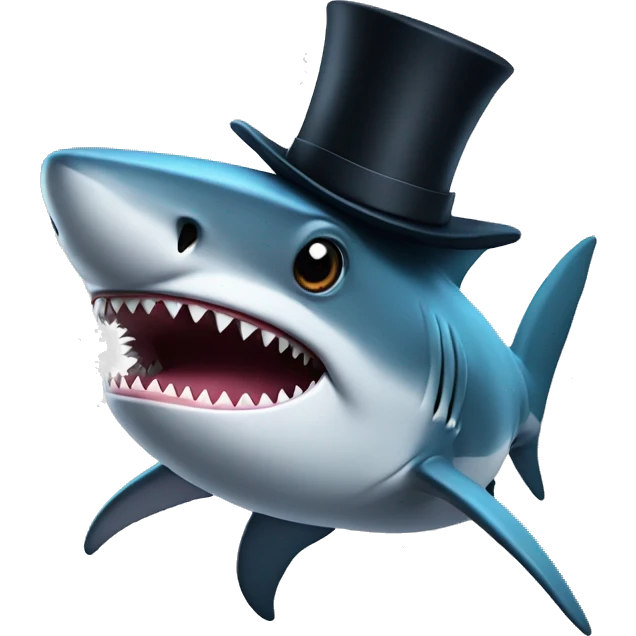 Shark with a top hat emoji