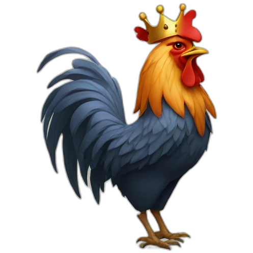 howling rooster with a crown on its head emoji