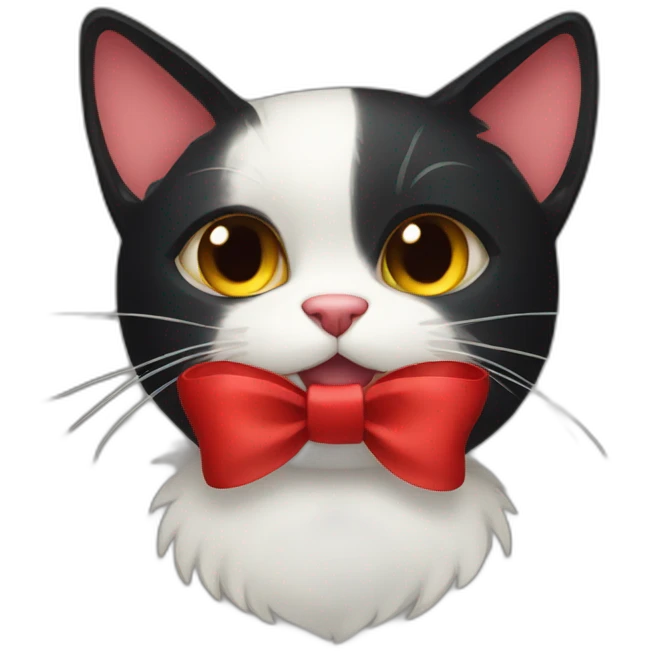 Black cat with a red bow  emoji
