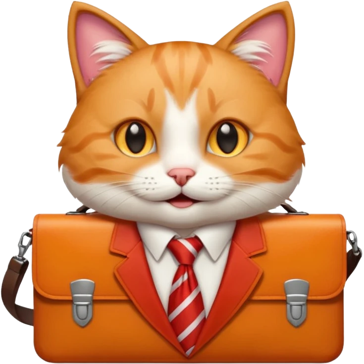 happy cat with a red tie and briefcase emoji