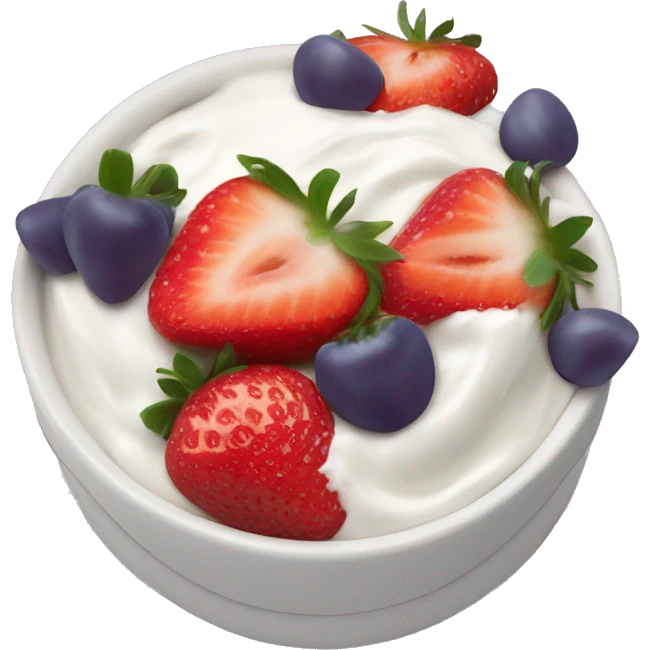 fruit yogurt bowl with strawberries and grapes emoji