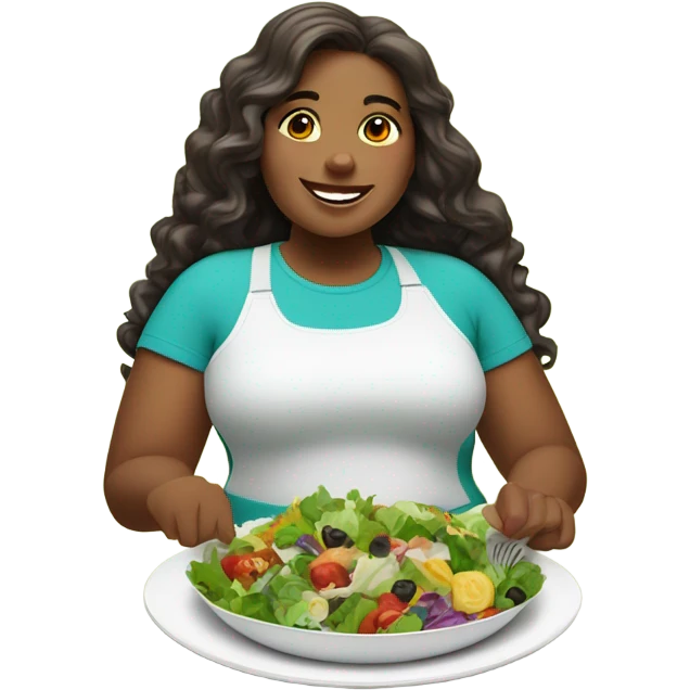 Fat girl eating salad emoji