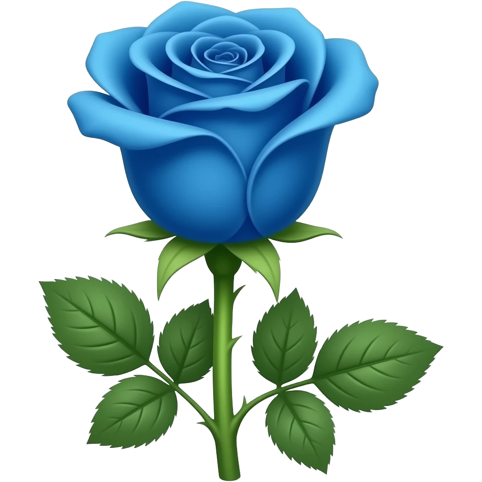 Rosa azul con tallo completo emoji