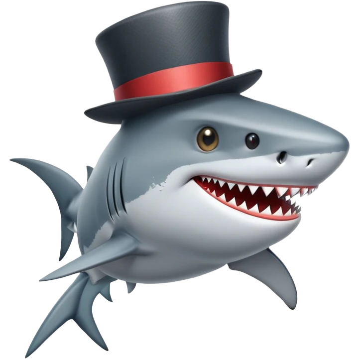 Shark with a top hat emoji