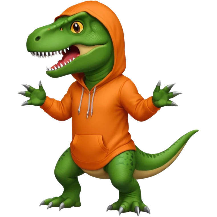 Trex in an orange hoodie emoji