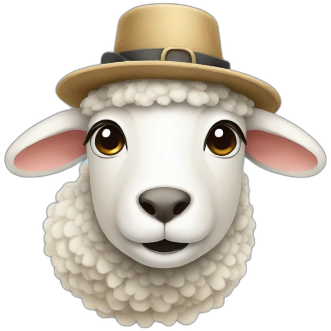 Sheep with a hat emoji
