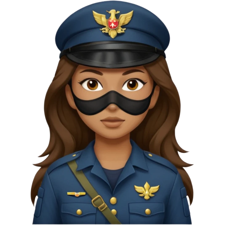 girl soldier with masks and long brown hair emoji
