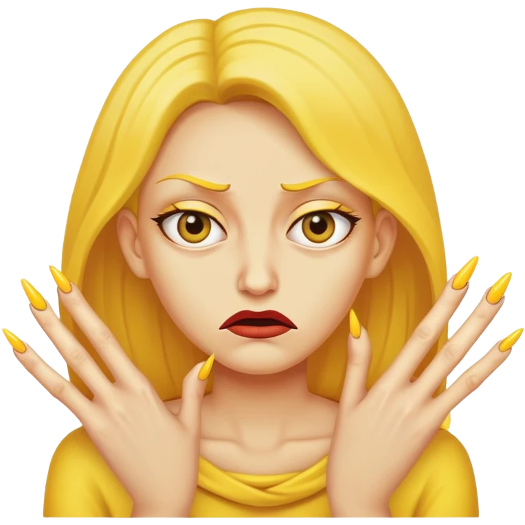 Yellow face with disgusting look and nails  emoji