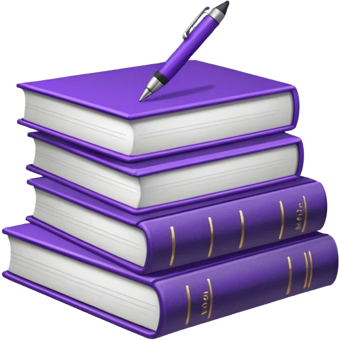 purple studying books with pen scattered emoji