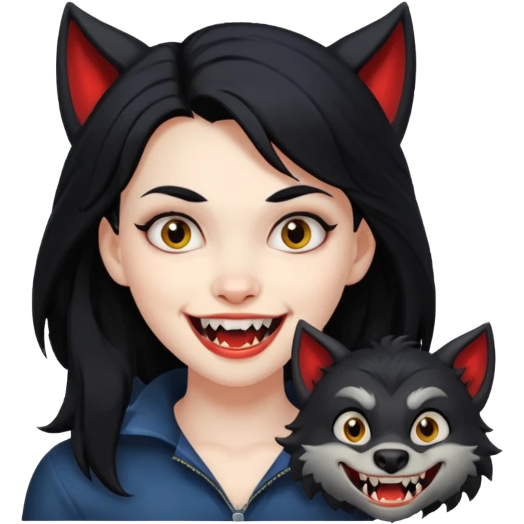 Werewolf black hair girl with a smile emoji