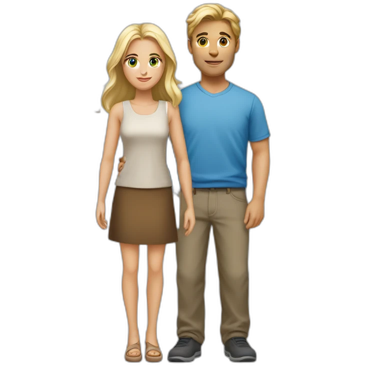 Un couple avec le garçon blond au yeux bleus et la fille blonde au yeux marrons  emoji