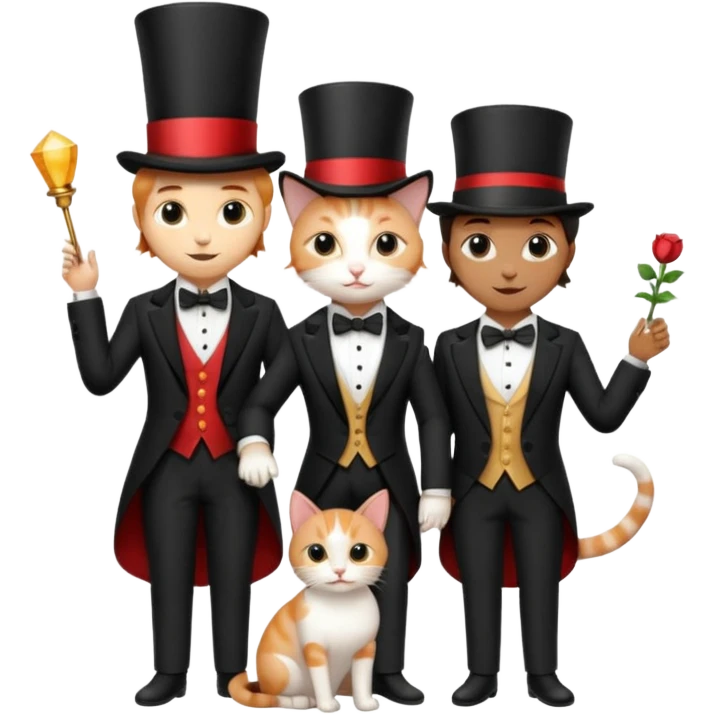 magician couple and their pet cat emoji