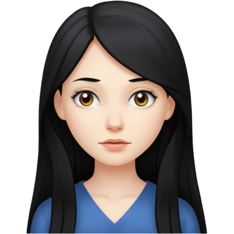Long black hair woman no facial expression emoji