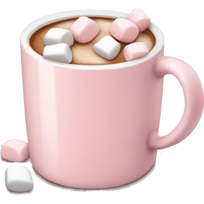 Light Pink mug of hot chocolate with marshmallows  emoji