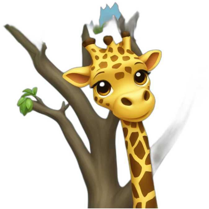 sussy giraffe climbing a tree emoji