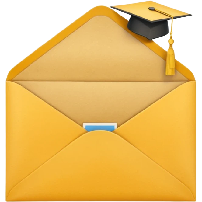 A simple emoji-style icon of a yellow manila envelope with subtle paper texture, clean edges, and a small graduation NUMBER  2017 group-photo icon on the front, graduation icon  emoji