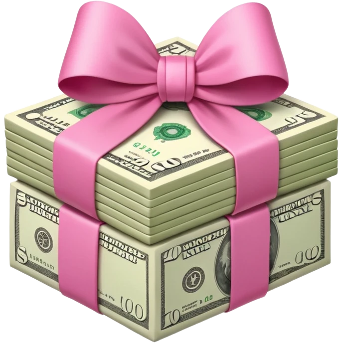 money stack wrapped with pink bow emoji