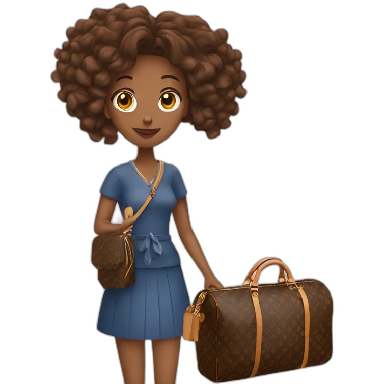 woman holding louis Vuitton travel bag emoji