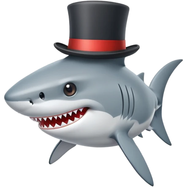 Shark with a top hat emoji