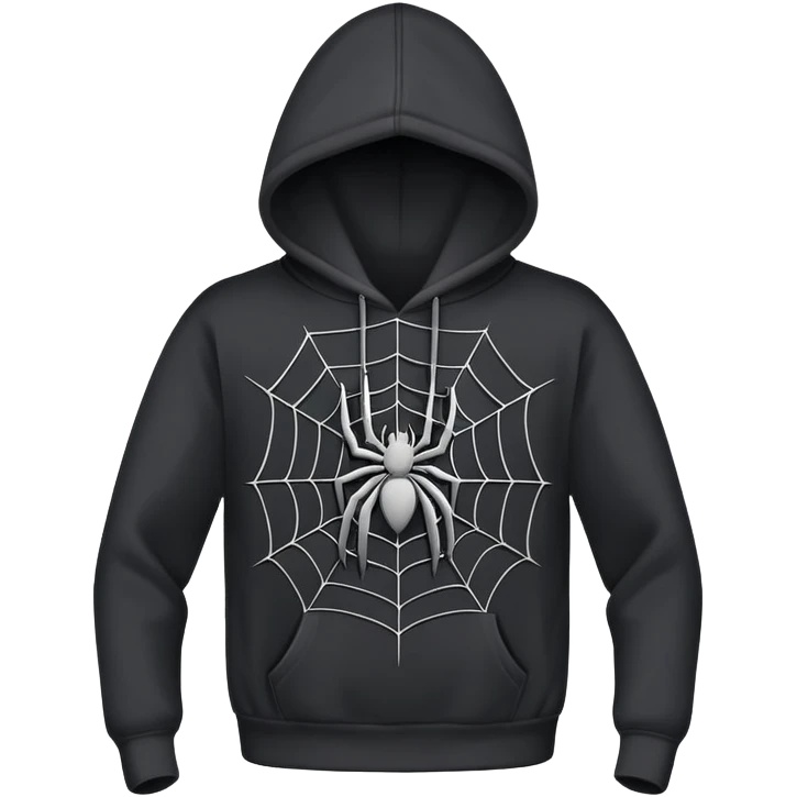 black hoodie with a grey spider web emoji