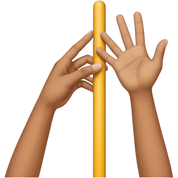 one hand above another hand holding imaginary pole with top hand looking like it’s moving up and down the pole emoji