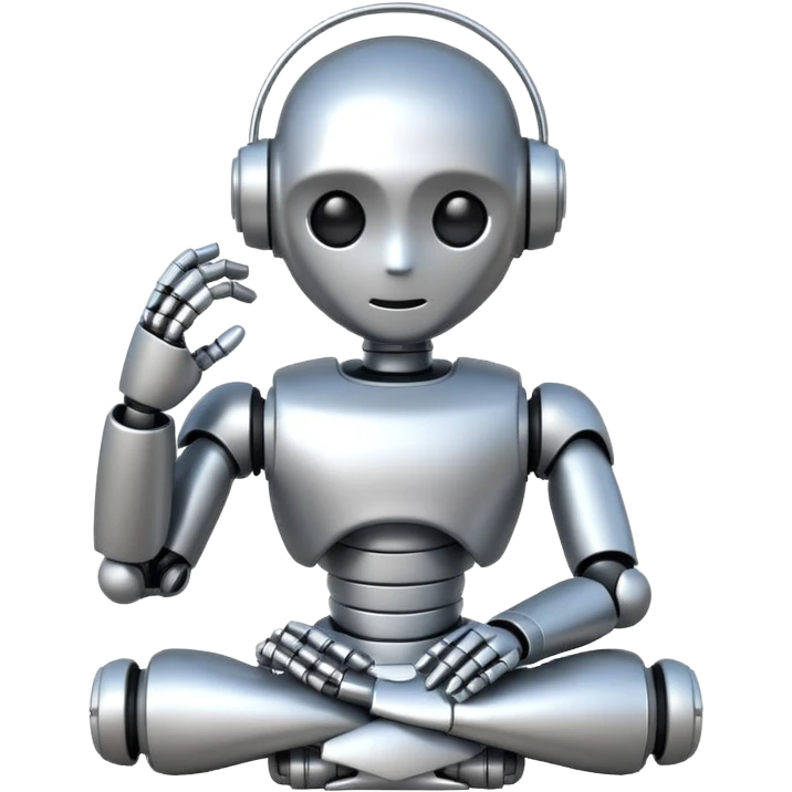 cute robot doing a thinking pose emoji