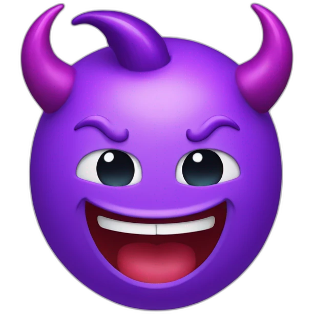 Cute giggle laugh with purple devil horns  emoji