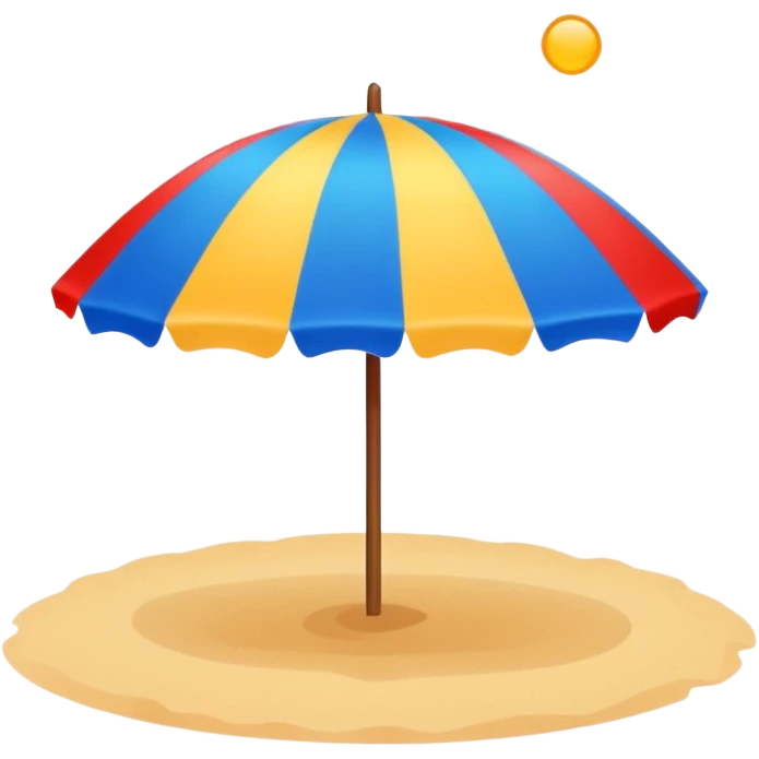 A beach umbrella with a bright, cheerful pattern, providing shade. emoji