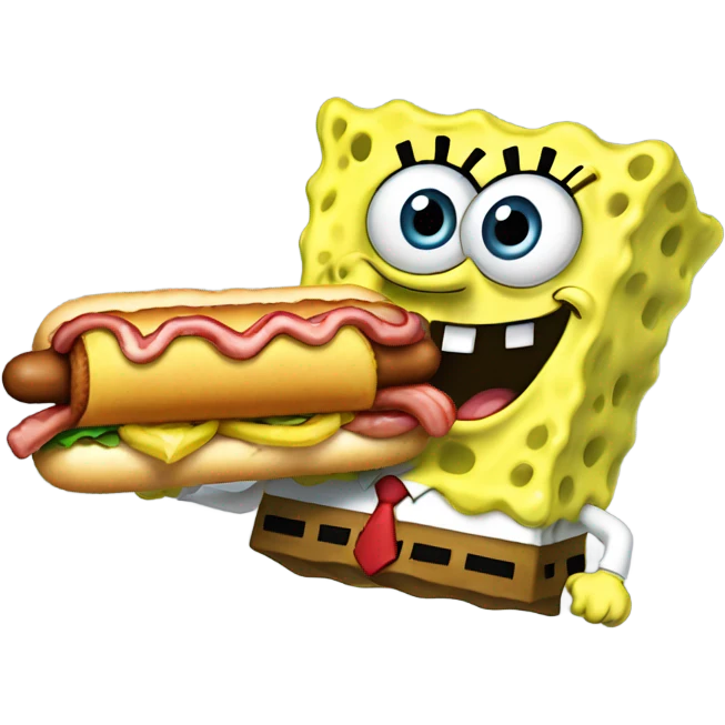 Spongebob eating a hotdog emoji