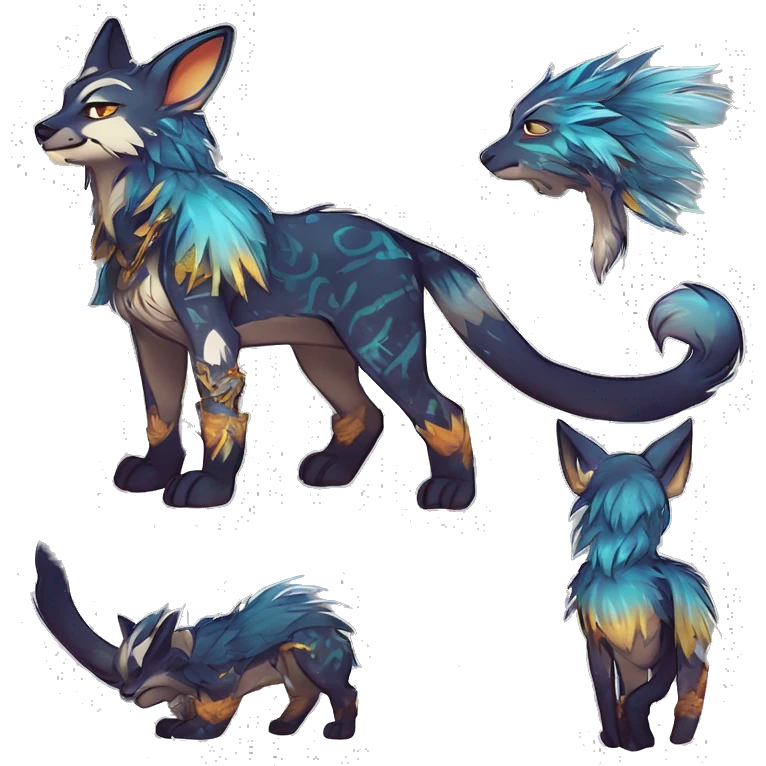 Cool cute Kawaii edgy fantasy shiny animal  fursona Fionbri vernid by griffsnuff & LiLaiRa & Falvie full body emoji