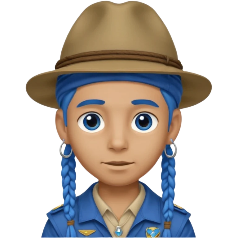 very handsome boy big blue eyes, scout boy with, blue dreadlocks, and big earrings and scouts hat emoji
