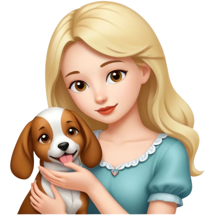 Coquette girl petting a dog emoji