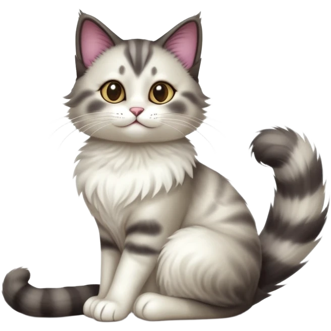 cinematic-[showshoe cat]-realistic-full-body-sitting-emoji,-tail-curled-playfully-around-its-paws,-head-tilted-dramatically,-fluffy-fur,-simplified-yet-realistic-focused-features,-highly-detailed,-glowing-with-an-almost-sarcastic-glow emoji