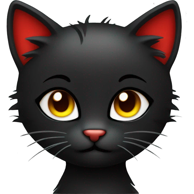 Edgy Cool Beautiful Black Cat with Pretty Emo Hair-bangs with Red Streaks emoji