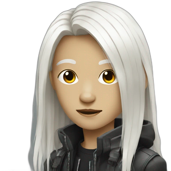 boy cyberpunk with white long hair emoji