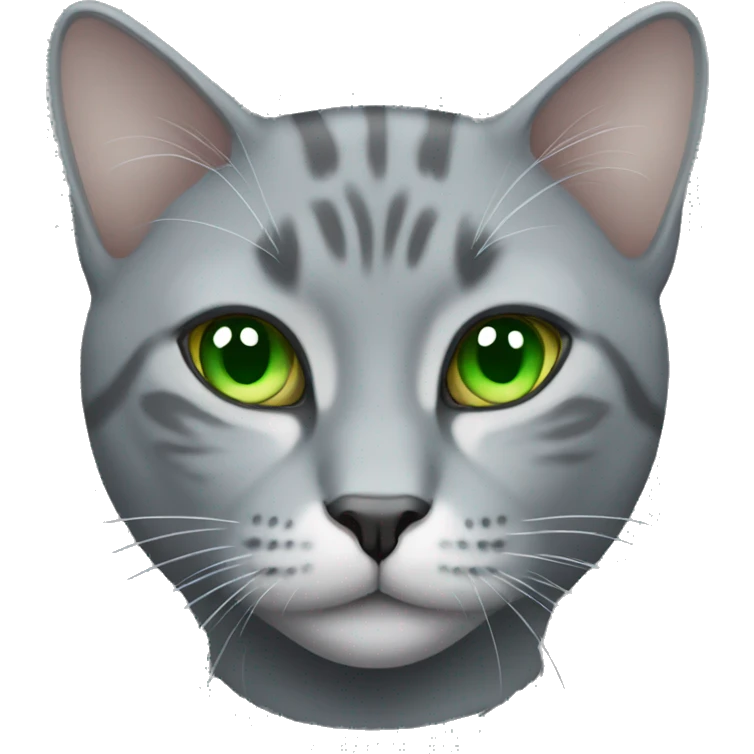 realistic grey cat with green eyes  emoji