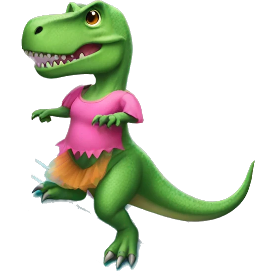 T-Rex with a tutu on a surfboard  emoji