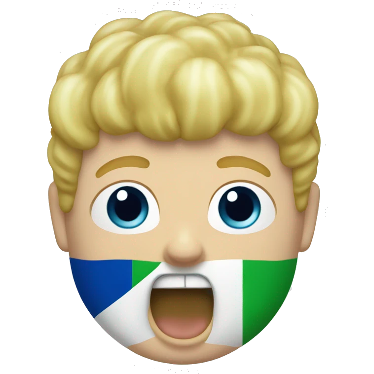 Guy with blonde hair and blue eyes eating a pot noodle  emoji