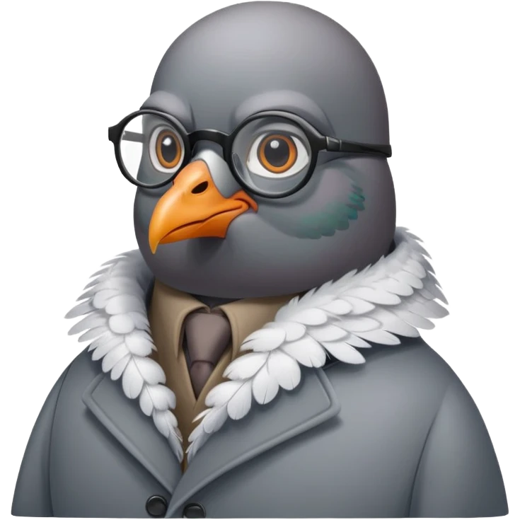 Pigeon with glasses and coat looking like a spy emoji