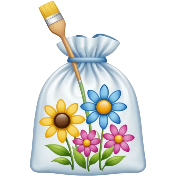 sac plastique noué et gonflé pour tamponner la peinture et créer de magnifiques fleurs colorées. emoji