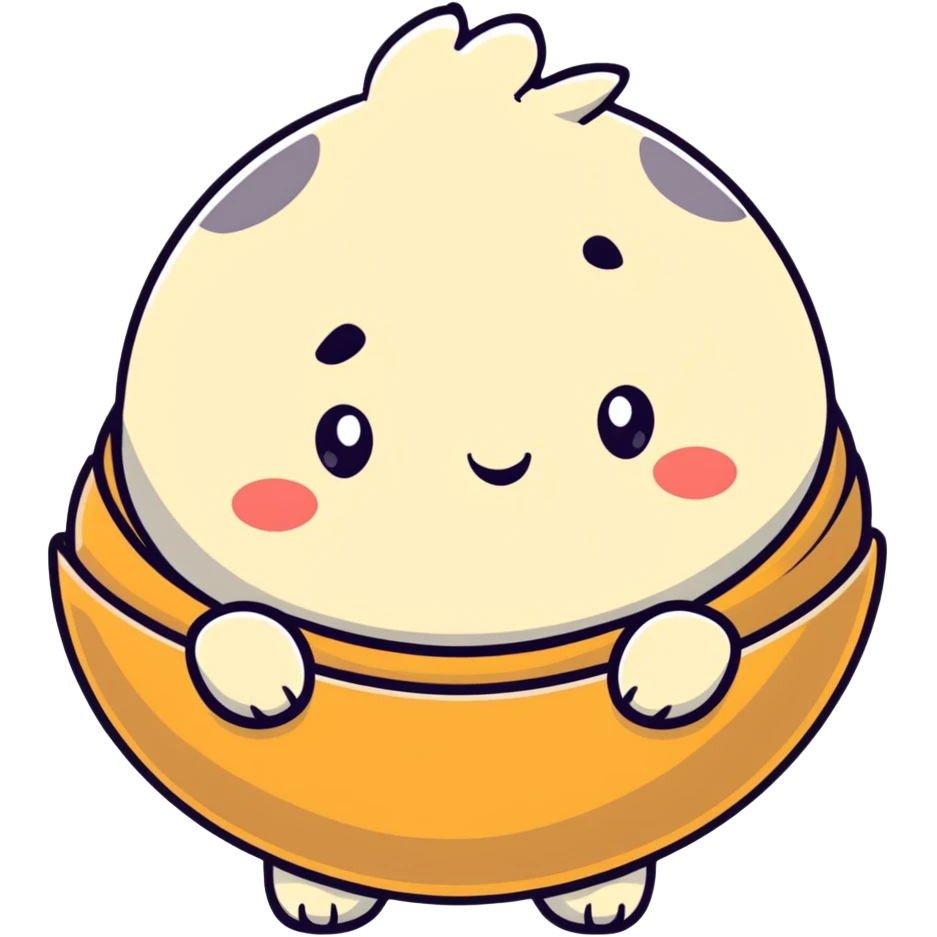 cute cartoon sticker style baozi with smiling face emoji